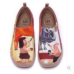 UIN Beautybull Women’s Canvas Wearable Art Artwear Picasso Bull Flats Slip On